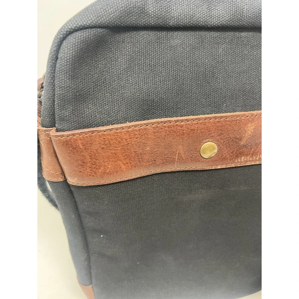 WILL LEATHER GOODS Black‎ Canvas And Leather Small Messenger Crossbody Bag